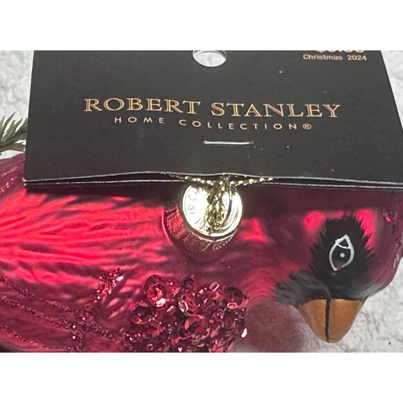 Robert Stanley Cardinal Christmas Ornament Red Glass Pinecone & Glitter Accents - Picture 4 of 5